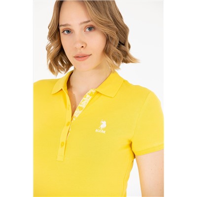 Kadın Sarı Basic Polo Yaka Tişört