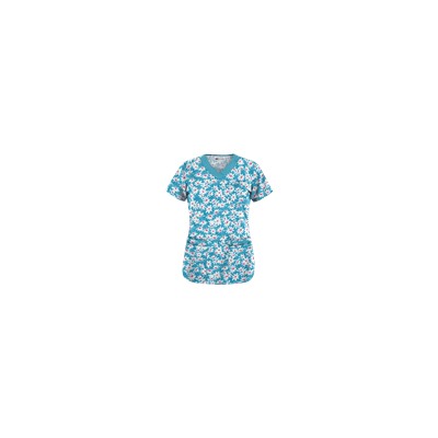 UA Daisy Mae Turquoise Print Scrub Top