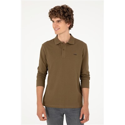 Erkek Haki Basic Sweatshirt