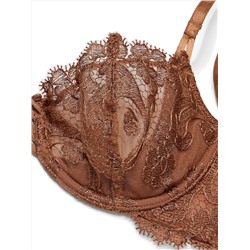 Dream Angels Wicked Unlined Boho Floral Embroidery Balconette Bra Push Up without Padding