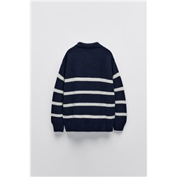 STRIPED SWEATER WITH ZIP