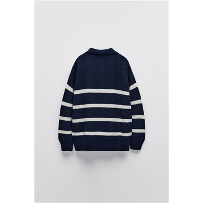 STRIPED SWEATER WITH ZIP