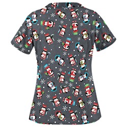 UA Penguin Holiday Pewter Print Scrub Top
