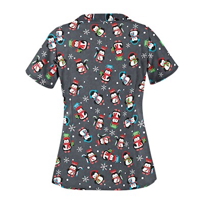 UA Penguin Holiday Pewter Print Scrub Top