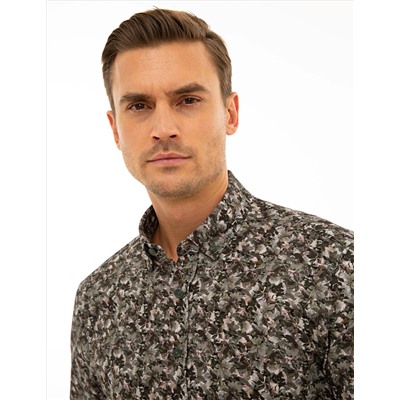 Haki Slim Fit Uzun Kollu Gömlek