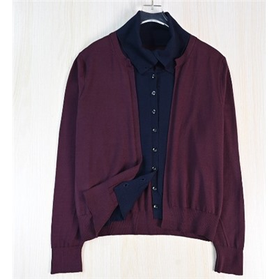 Женская имитация двухсекционного кардигана с воротником на пуговицах  CO*S