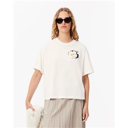 Women's Oversized Flower Print Cotton T-Shirt