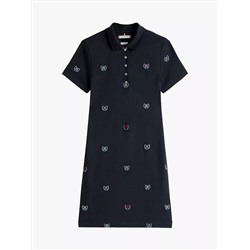 Allover Crest Stretch Polo Dress