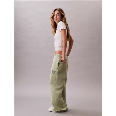 New Arrival Fleece Logo Patch Wide Leg Pants