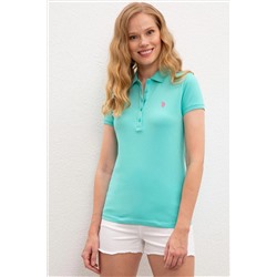 Kadın Mint Basic Polo Yaka Tişört