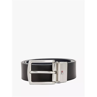 Reversible Flag Logo Loop Leather Belt