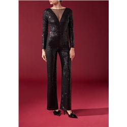 Flare Overall aus Paillettengewebe