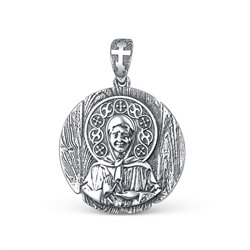 Подвеска религиозная из чернёного серебра - святая Матрона Московская 925 пробы п-002ч