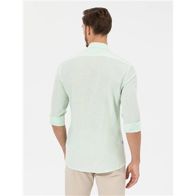 Yeşil Slim Fit Uzun Kollu Gömlek