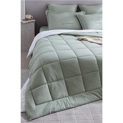 Bobigny Çift Kişilik Pamuklu SuperSoft Comforter Set - Mint Yeşili