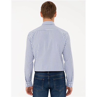 Lacivert Slim Fit Uzun Kollu Gömlek
