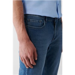 Mavi Eskitme Yıkamalı Esnek Slim Fit Dar Kesim Jean Pantolon