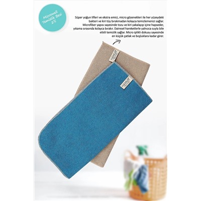 HAMUR Microwell 2 Li Mikrofiber Temizlik Bezi Bej-petrol E30MF0951821HM