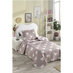 Ev & Ev Home Kapitone Yatak Örtüsü Seti Tek Kişilik Herz Gülkurusu Ep-027036