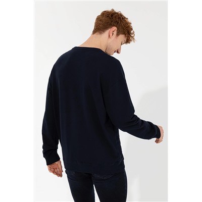 Erkek Lacivert Bisiklet Yaka Sweatshirt