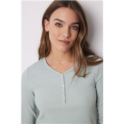 Camiseta manga larga canalé verde