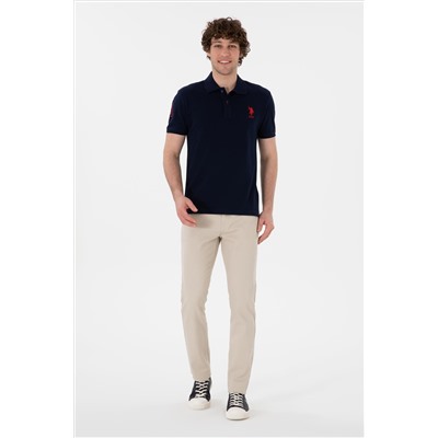 Erkek Slim Fit Polo Yaka Lacivert Basic Tişört