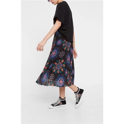 Falda midi plisada mandalas