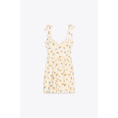 ORANGE PRINT POPLIN DRESS