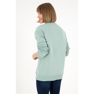 Erkek Su Yeşili Basic Sweatshirt