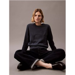 New Arrival Smooth Cotton Relaxed Monogram Logo Sweater
