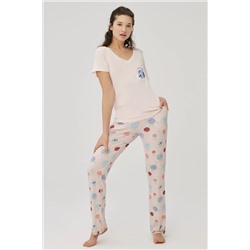 Dagi Kadın Pudra Gezegen Pijama Takımı B0221Y0006