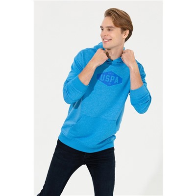 Erkek Kobalt Melanj Kapüşonlu Sweatshirt