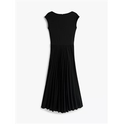 Fit-and-Flare Pleated Midi Dress