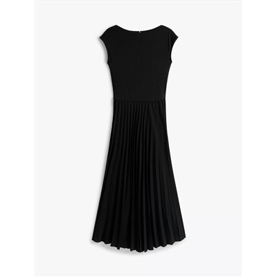 Fit-and-Flare Pleated Midi Dress