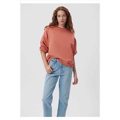 MaviBisiklet Yaka Turuncu Basic Sweatshirt 1611770-70444