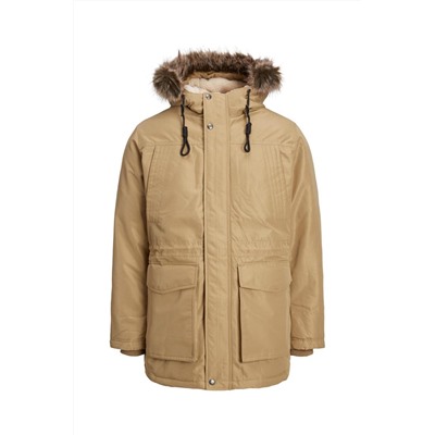 Parka con capucha Beige