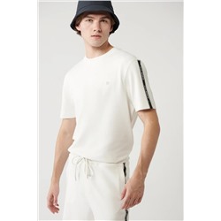 Avva, Erkek Beyaz Soft Touch Bisiklet Yaka Baskılı T-shirt A41y1327