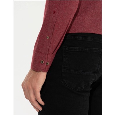 Bordo Regular Fit Uzun Kollu Gömlek