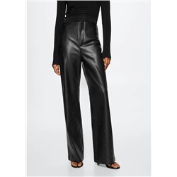 Pantalón tiro alto efecto piel -  Mujer | MANGO OUTLET Melilla