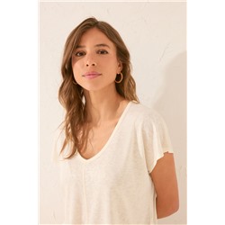 Camiseta sin mangas 100% algodón marfil