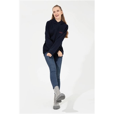 Kadın Lacivert Kapüşonlu Sweatshirt