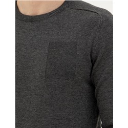Koyu Gri Slim Fit Bisiklet Yaka Triko Kazak