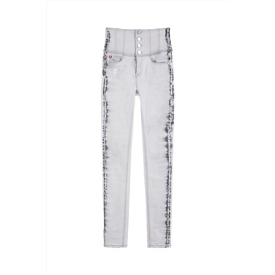 Vaquero skinny fit de tiro alto Gris claro