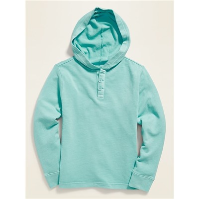 Dip-Dye Pullover Henley Hoodie for Boys
