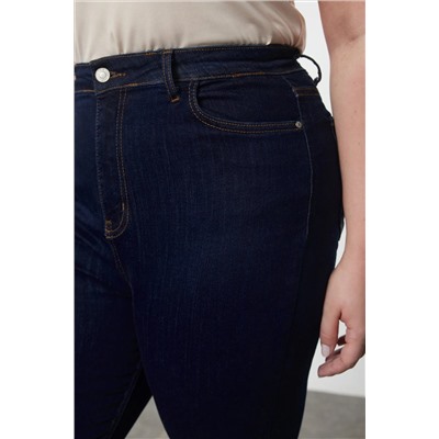 Koyu Mavi Yüksel Bel Toparlayıcı Büyük Beden Skinny Jeans TBBAW25CJ00016