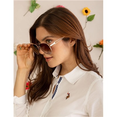 LADIES CLASSIC METAL RIM AVIATOR SUNGLASSES