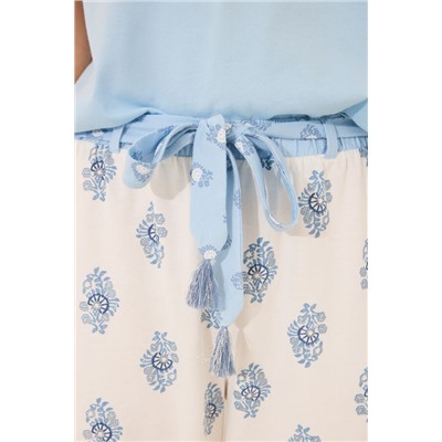 Pijama Capri 100% algodón paisley azul