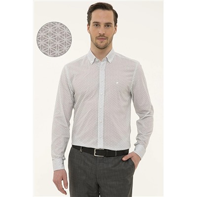 Pierre Cardin Siyah Detaylı Beyaz Slim Fit Gömlek G021GL004.000.1113026