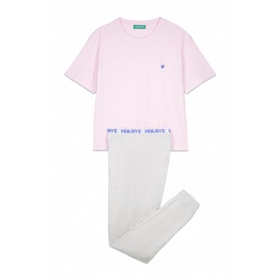 Pijama algodón estampado rosa
