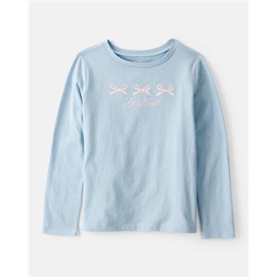 Girls Strawberry Happy Vibes Long-Sleeve Graphic Tee - Pink